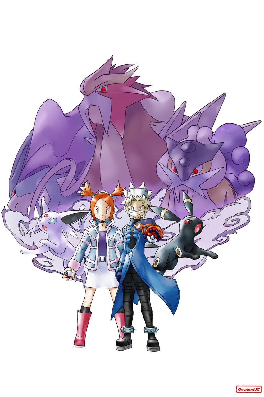 umbreon, espeon, suicune, raikou, entei, and 2 more (pokemon and 1 more) drawn by overlord_jc