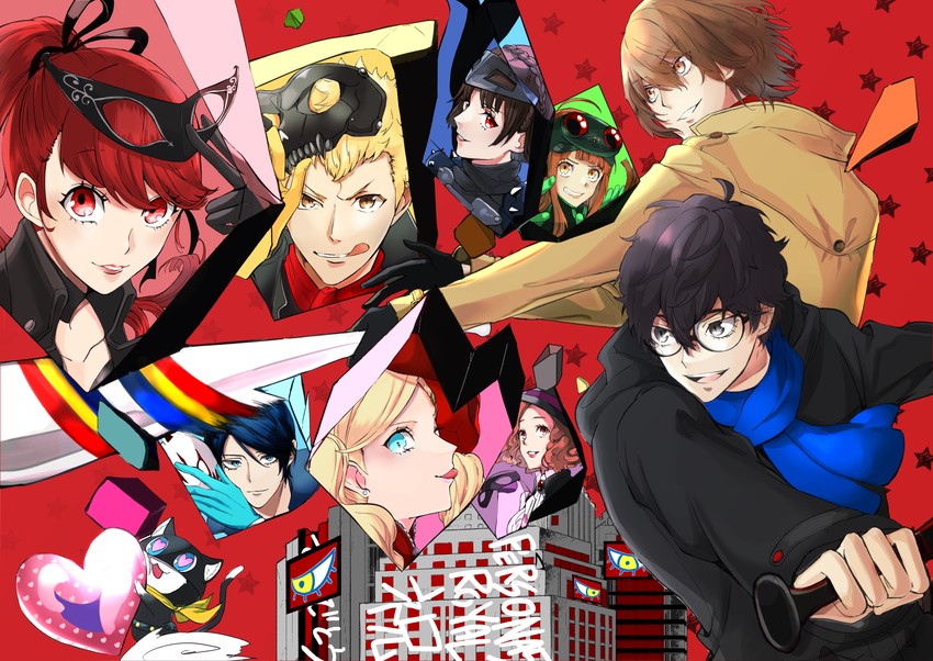 amamiya ren, takamaki anne, sakura futaba, niijima makoto, okumura haru, and 12 more (persona and 2 more) drawn by chiata_(p55656)