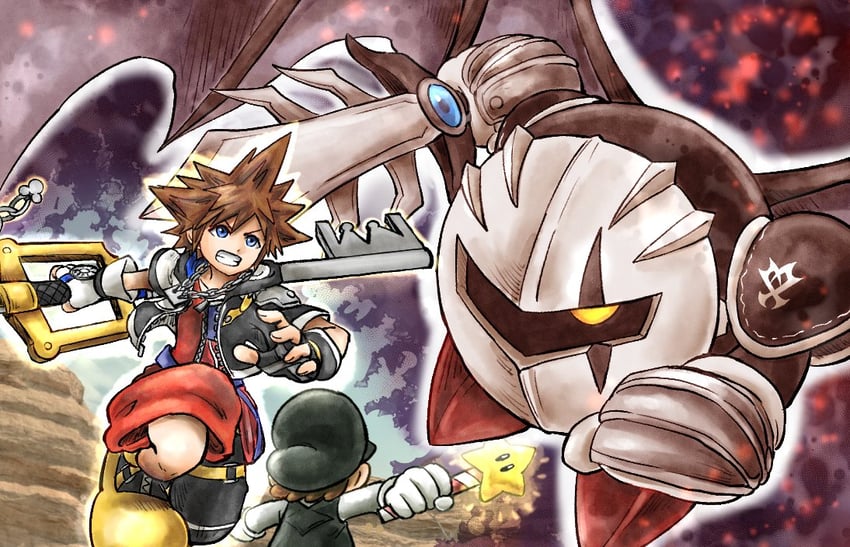mario, sora, and dark meta knight (mario and 3 more) drawn by kicdon