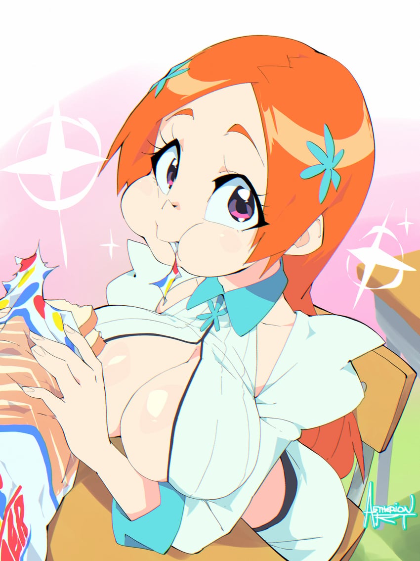 inoue orihime (bleach and 1 more) drawn by aetherion