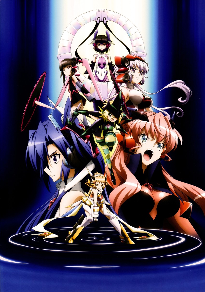yukine chris, tachibana hibiki, akatsuki kirika, tsukuyomi shirabe, kazanari tsubasa, and 2 more (senki zesshou symphogear)
