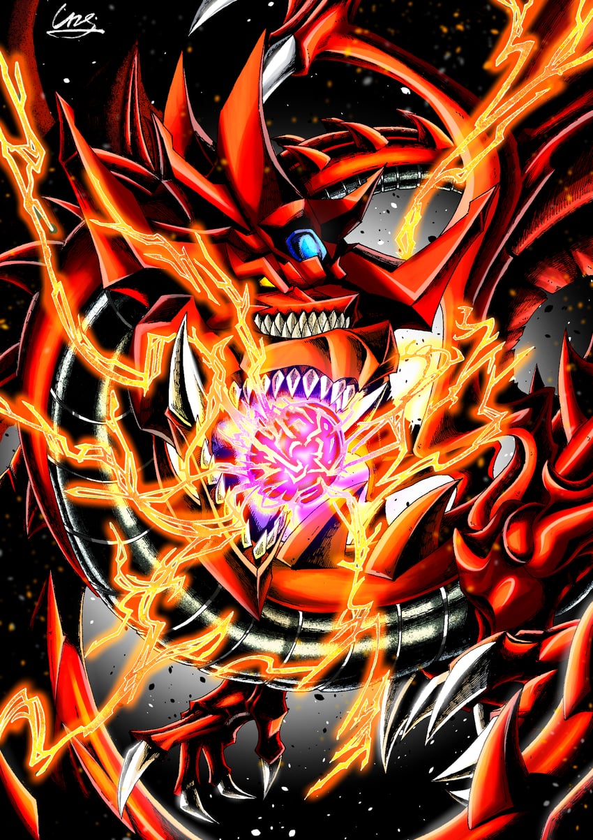 osiris the sky dragon and thunderforce attack (yu-gi-oh!) drawn by gamjagom