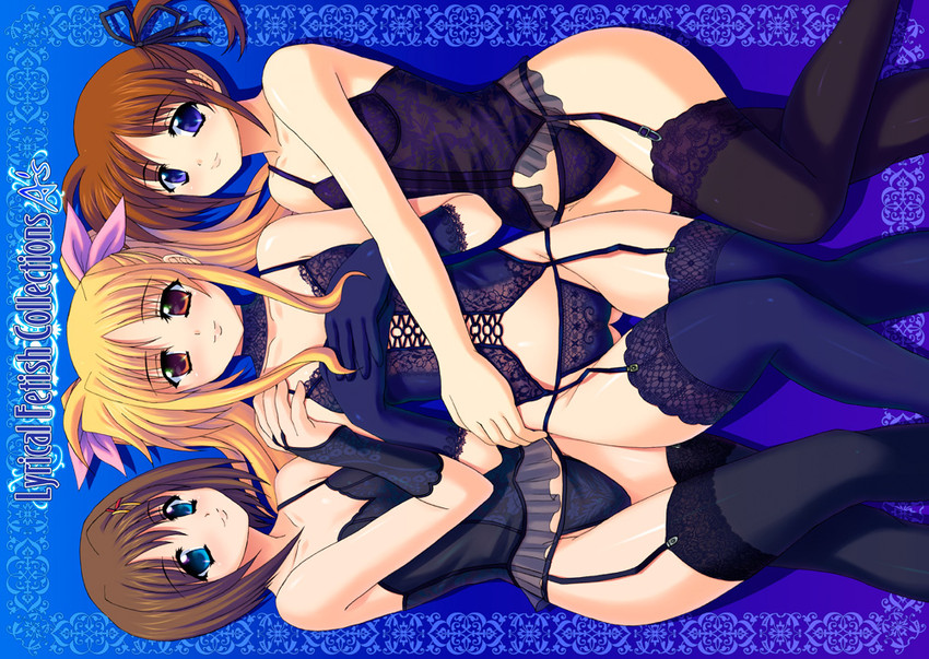 fate testarossa, takamachi nanoha, and yagami hayate (lyrical nanoha and 2 more) drawn by genshi