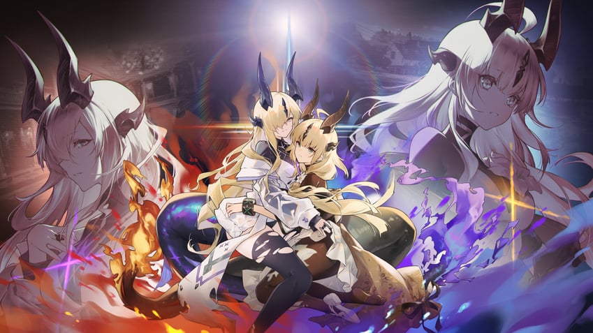 reed, reed the flame shadow, and necrass (arknights) drawn by jiusan_naitang