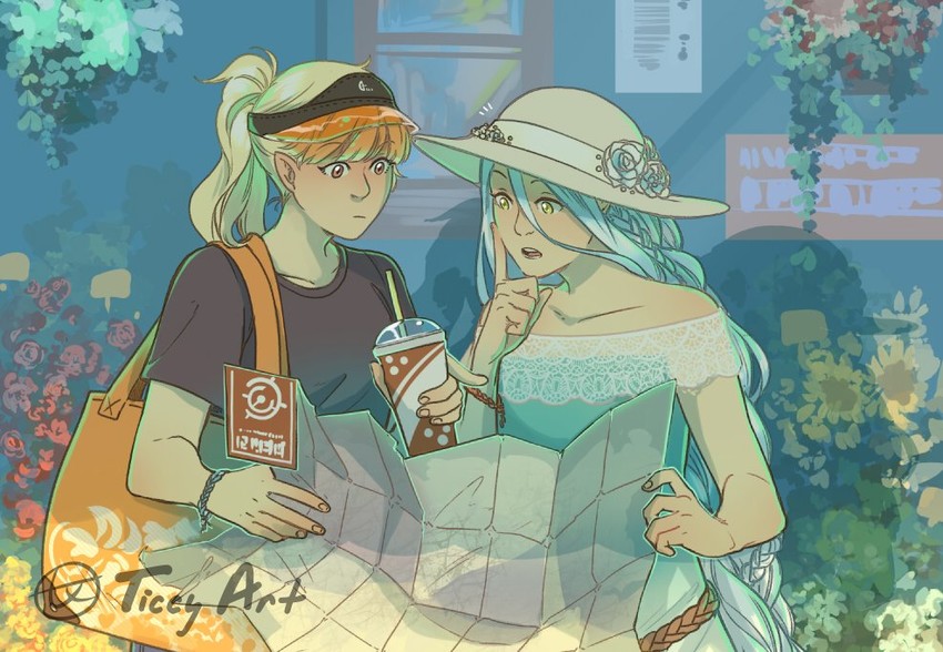 female corrin and azura (fire emblem and 1 more) drawn by ticcy