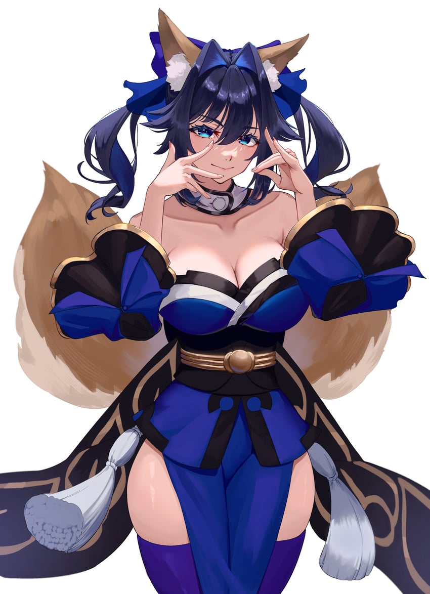 tamamo, ouro kronii, and tamamo no mae (fate and 3 more) drawn by eipanguino