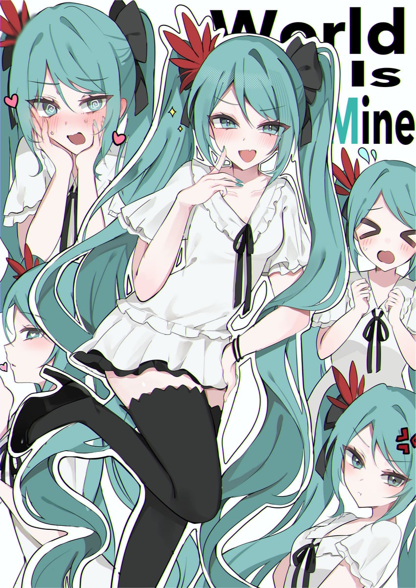 hatsune miku (vocaloid and 2 more) drawn by waimoniku