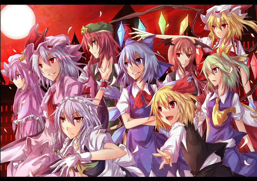 remilia scarlet, flandre scarlet, izayoi sakuya, cirno, patchouli knowledge, and 4 more (touhou and 1 more) drawn by ram_hachimin