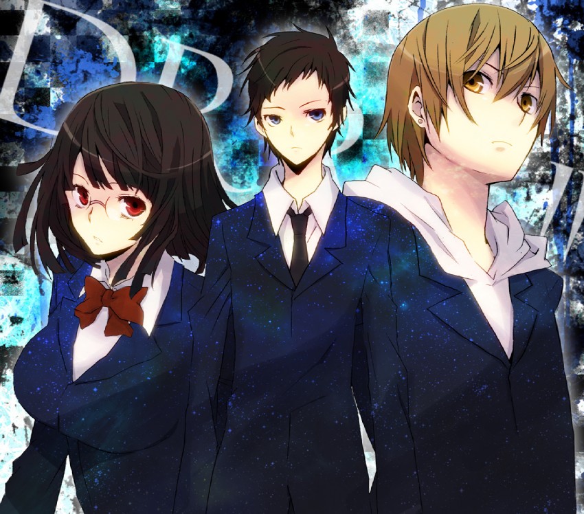 sonohara anri, ryuugamine mikado, and kida masaomi (durarara!!) drawn by hirasaka_ine