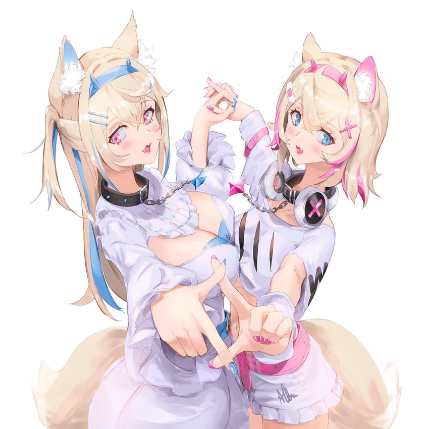 fuwawa abyssgard and mococo abyssgard (hololive and 1 more) drawn by albreo