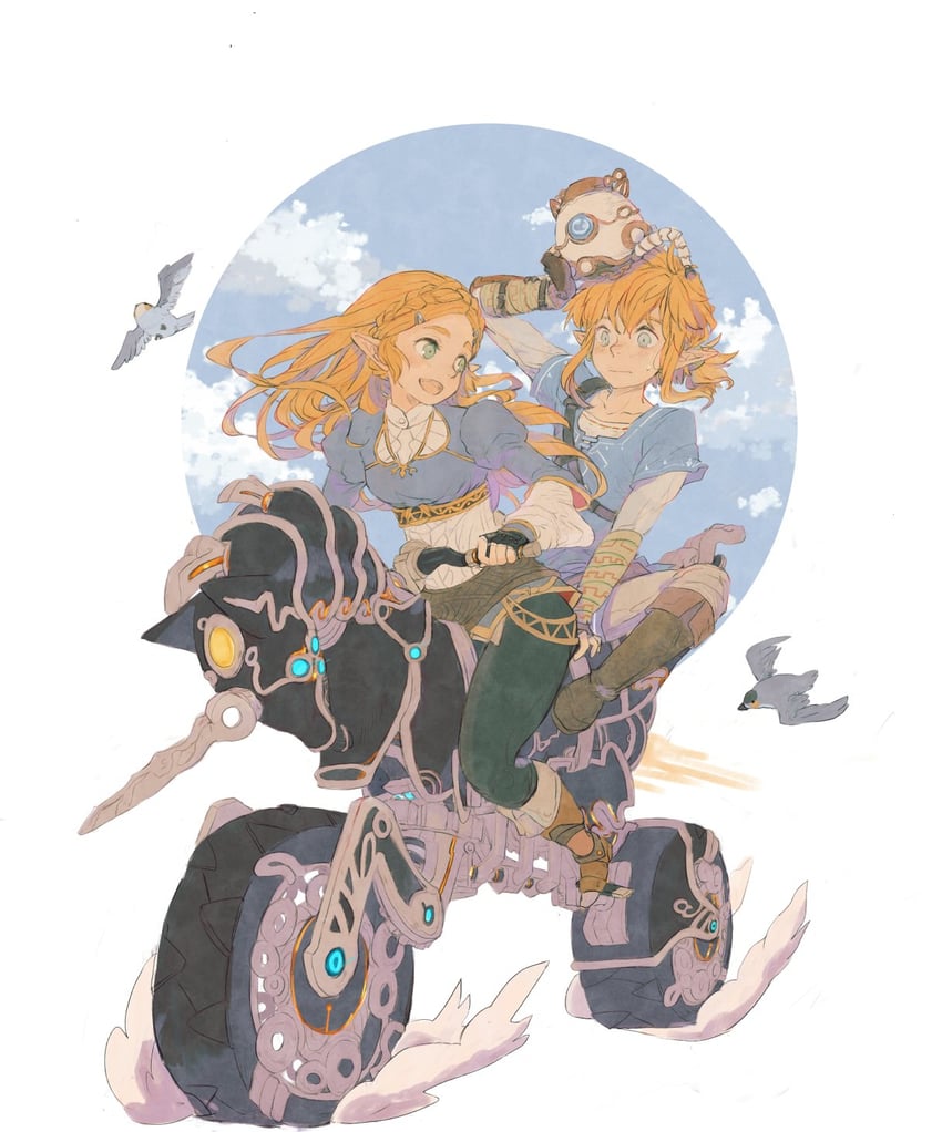 link, princess zelda, guardian, and terrako (the legend of zelda and 2 more) drawn by aogoma