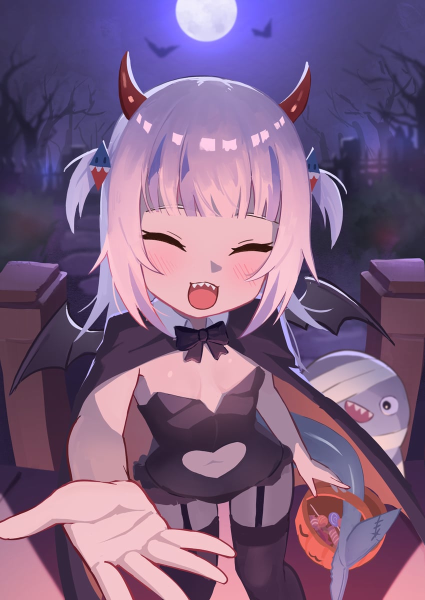 gawr gura and bloop (hololive and 1 more) drawn by hirotaka0125