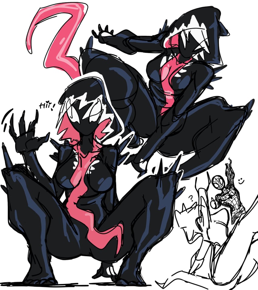 spider-man, spider-gwen, venom, and gwenom (marvel and 1 more) drawn by t1tans90