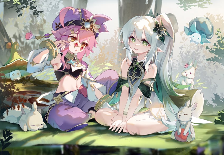 nahida, fungi, and dori (genshin impact) drawn by samele_otaku