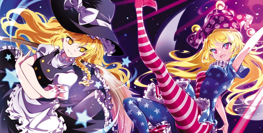 kirisame marisa and clownpiece (touhou) drawn by raptor7