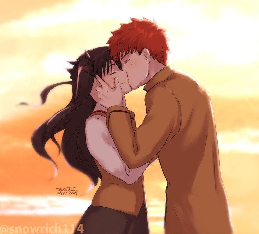 tohsaka rin and emiya shirou (fate and 2 more) drawn by iida_toyoyuki