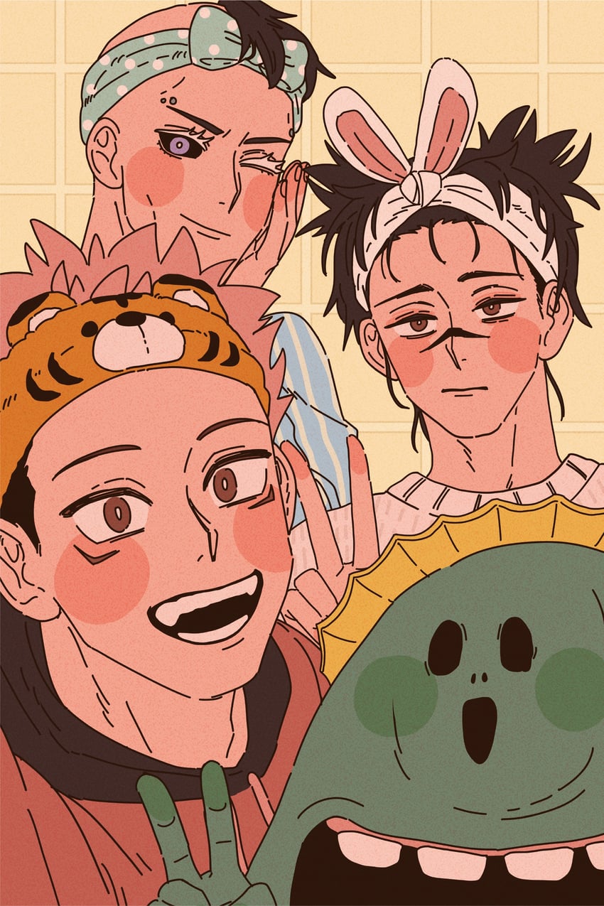 itadori yuuji, choso, kechizu, and eso (jujutsu kaisen) drawn by gogaek