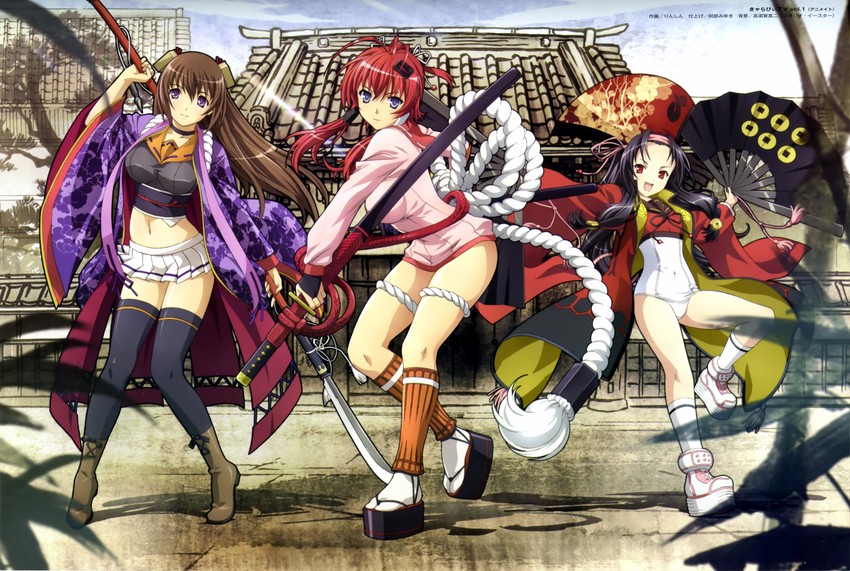 yagyuu juubei, tokugawa sen, and sanada yukimura (hyakka ryouran samurai girls)