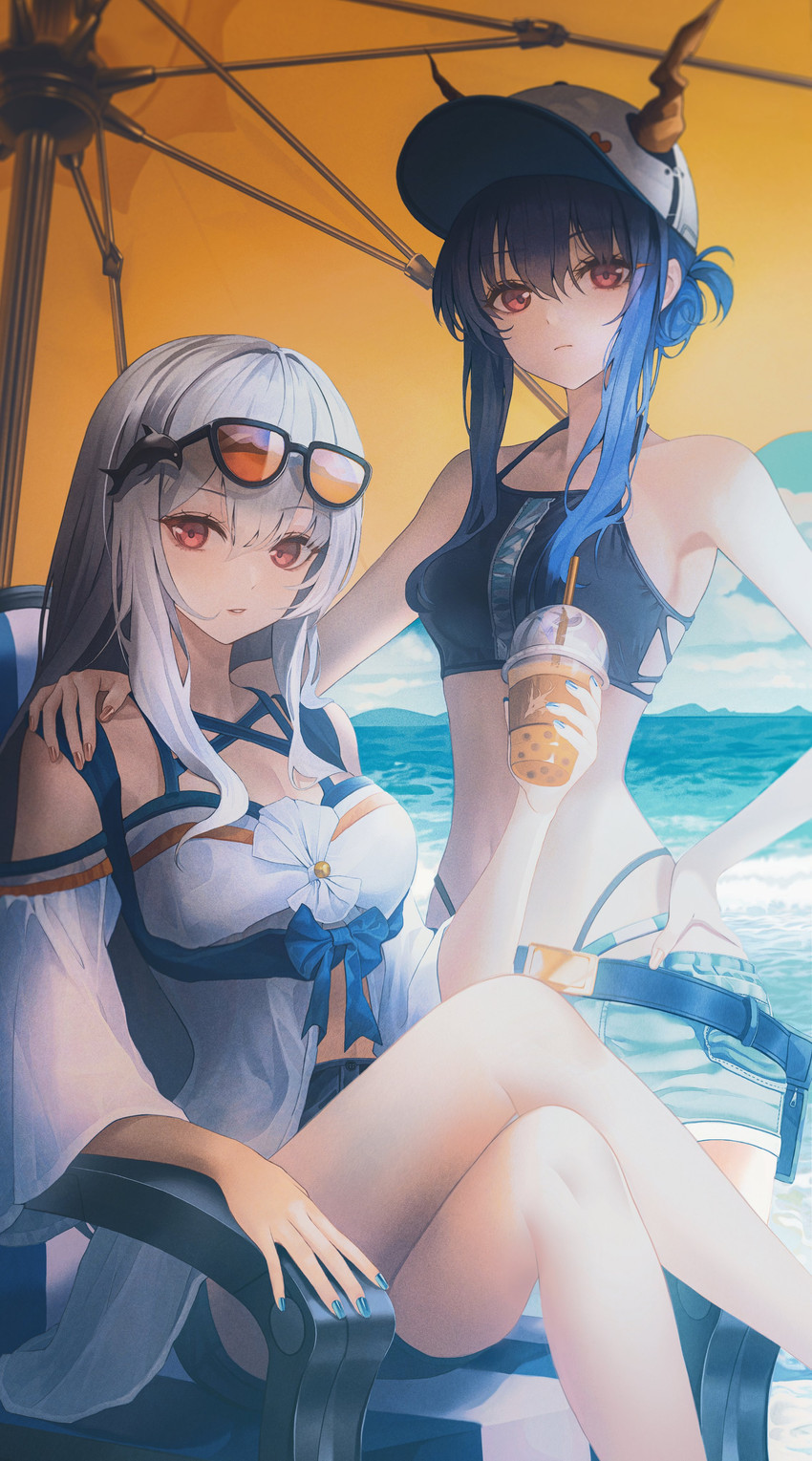 skadi, ch'en, and female tourist c (arknights) drawn by shaffelli