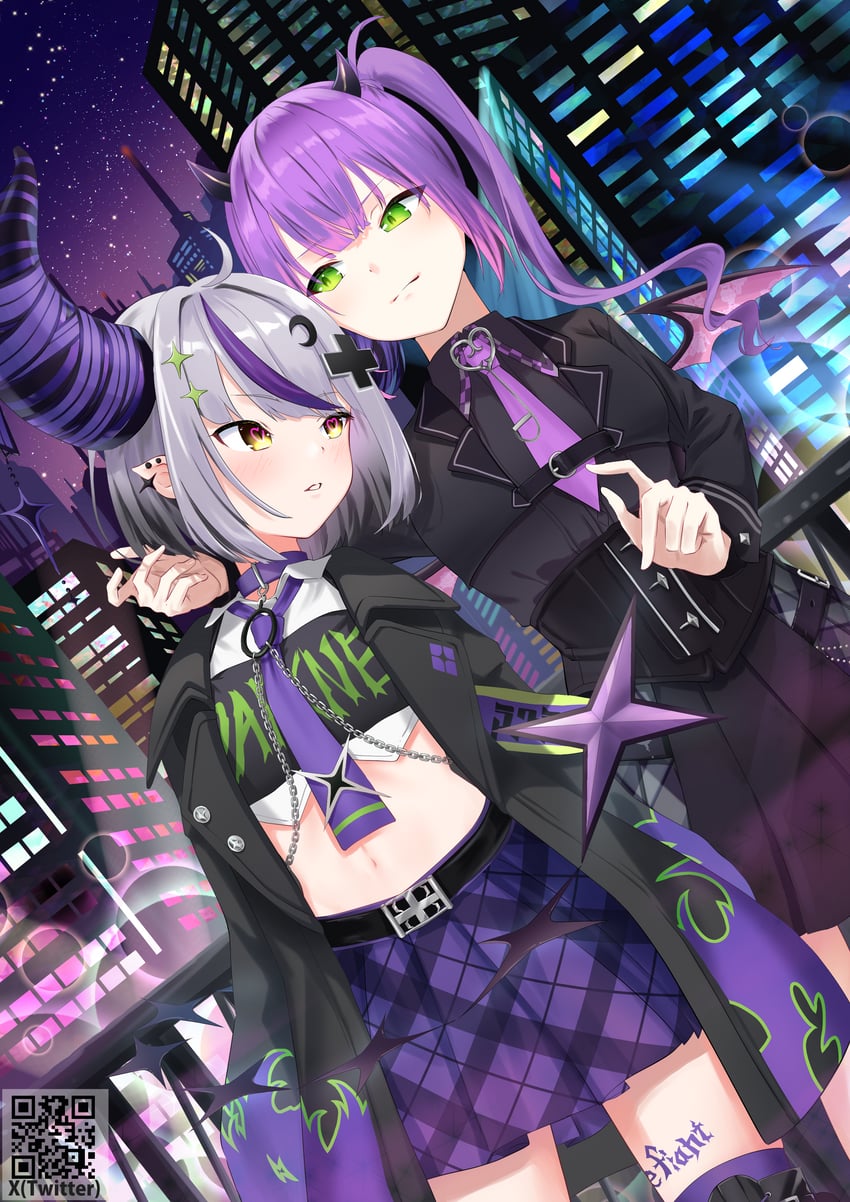 tokoyami towa and la+ darknesss (hololive) drawn by ema_azure