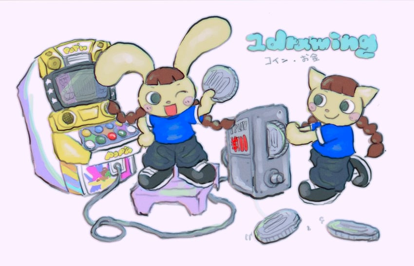 mimi and nyami (bemani and 1 more) drawn by r_m_c_3