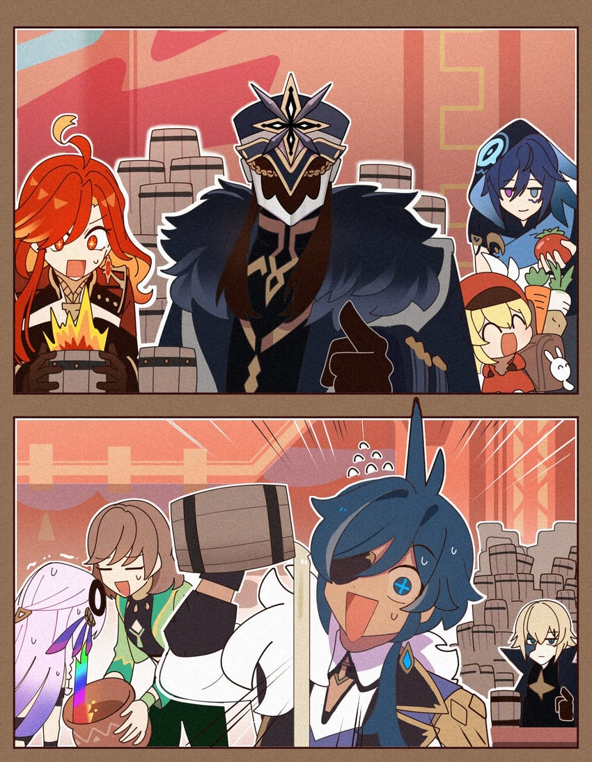 klee, kaeya, citlali, dodoco, mavuika, and 4 more (genshin impact) drawn by enpitsu01