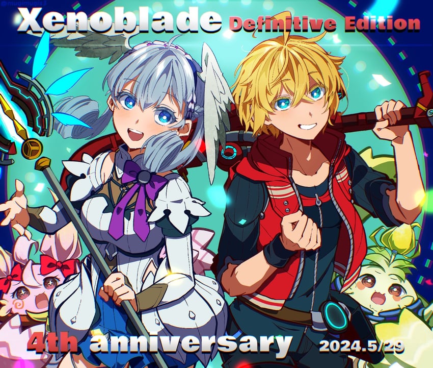 melia antiqua, shulk, nene, and kino (xenoblade chronicles and 2 more) drawn by mugimugis