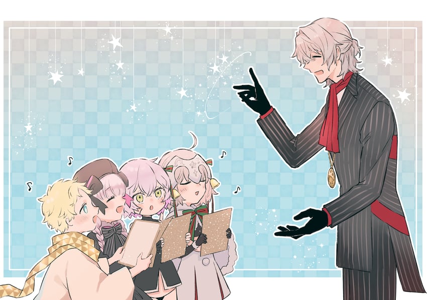 jack the ripper, jeanne d'arc alter santa lily, nursery rhyme, antonio salieri, and voyager (fate and 1 more) drawn by itokon300