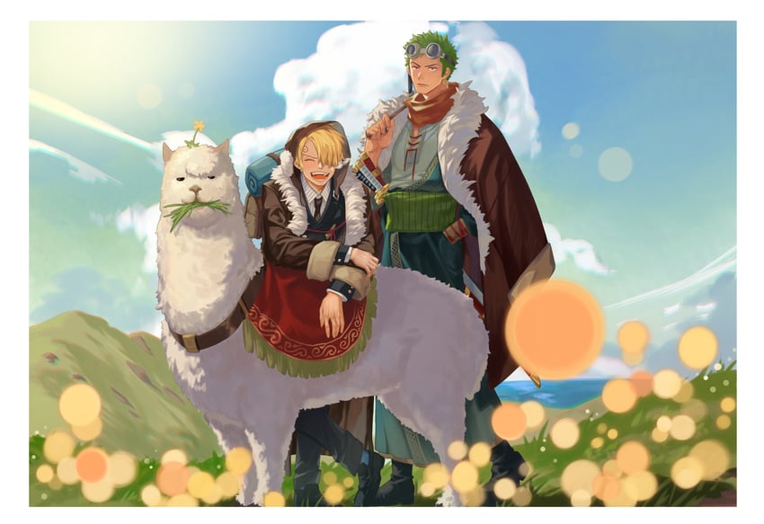 roronoa zoro and sanji (one piece) drawn by jennyandloiryan