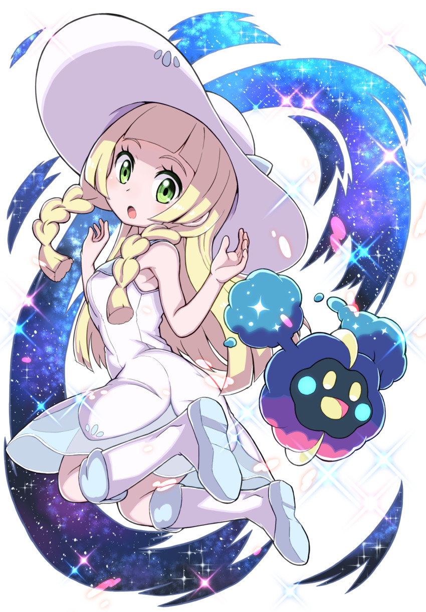 lillie and cosmog (pokemon and 1 more) drawn by yokoyoko_(nazonazo)