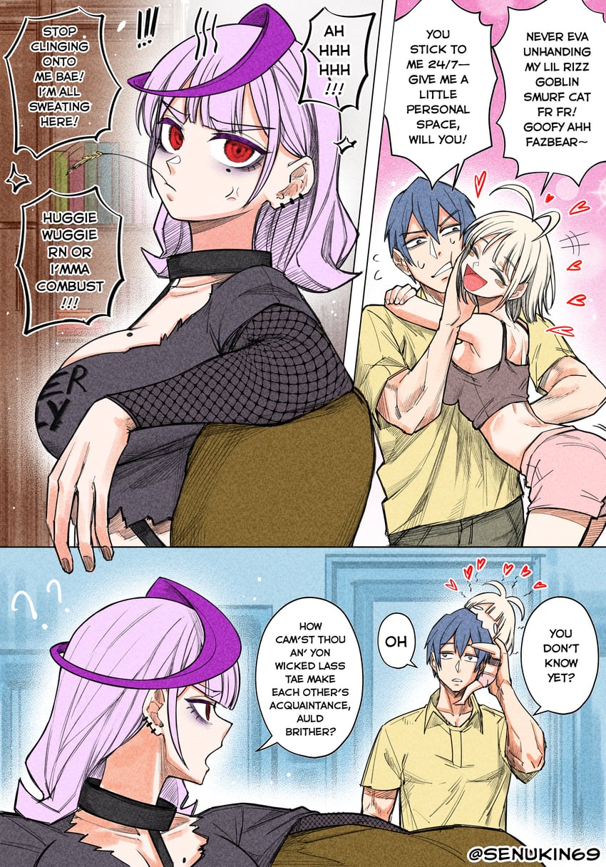 luvvy gronk, john dinne, and aurora (brainrot girlfriend) drawn by senukin