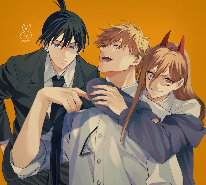 power, denji, and hayakawa aki (chainsaw man) drawn by niina_1oo9