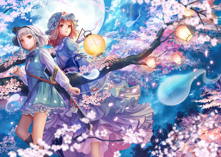 konpaku youmu and saigyouji yuyuko (touhou) drawn by siro_(asteblanc)