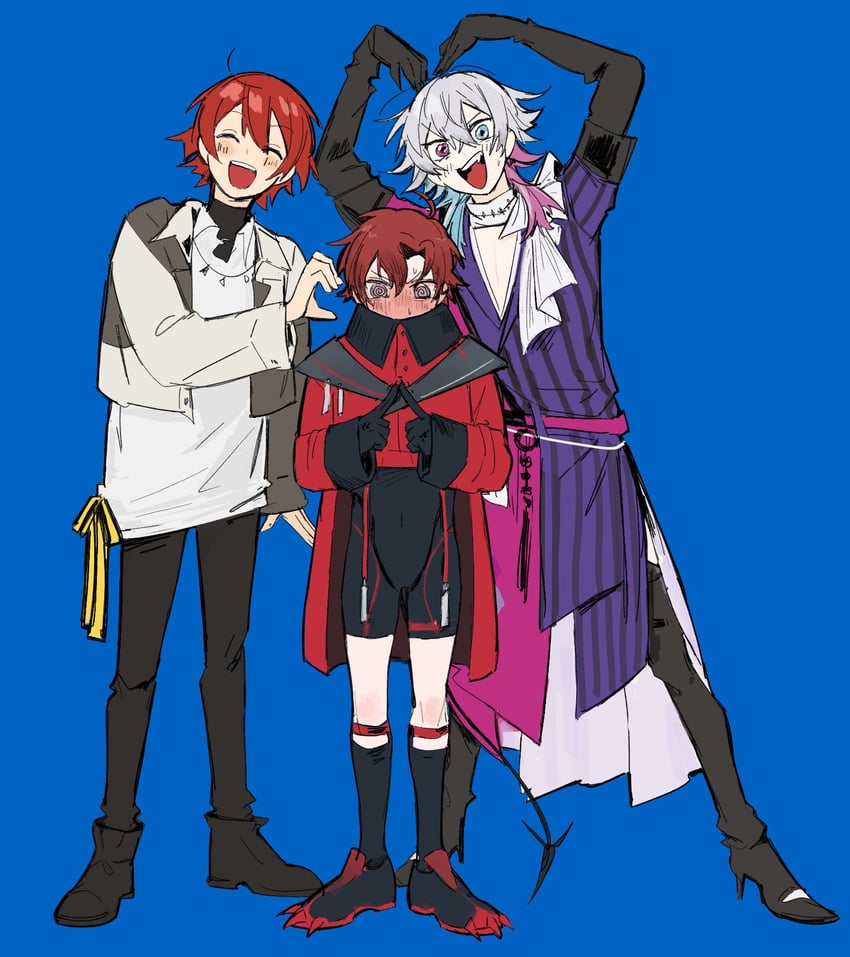 gavis bettel, machina x flayon, and hanasaki miyabi (holostars and 1 more) drawn by lalalilonina