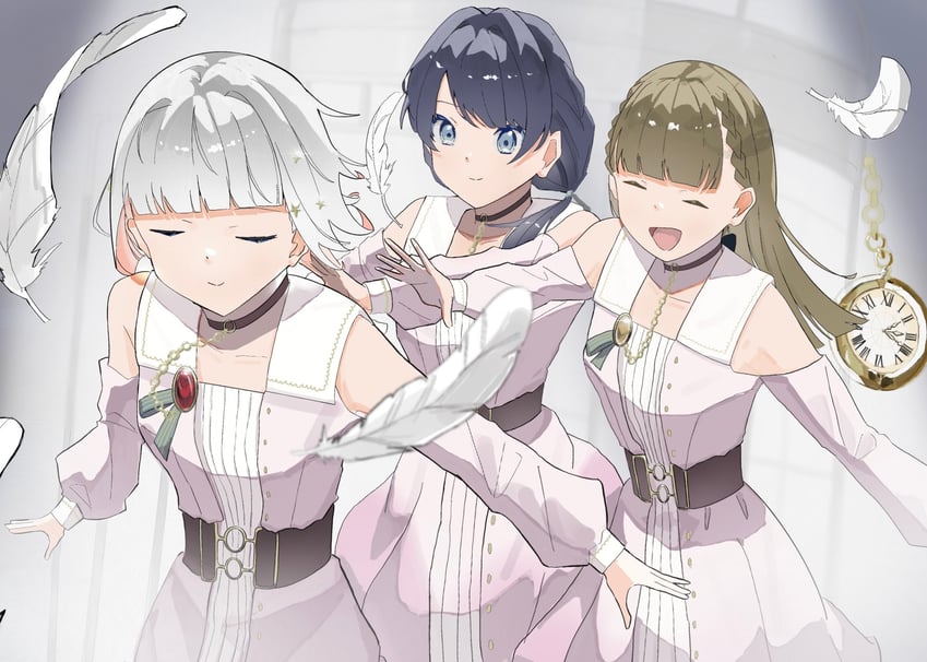 murano sayaka, yugiri tsuzuri, and kachimachi kosuzu (love live! and 1 more) drawn by zen66574227