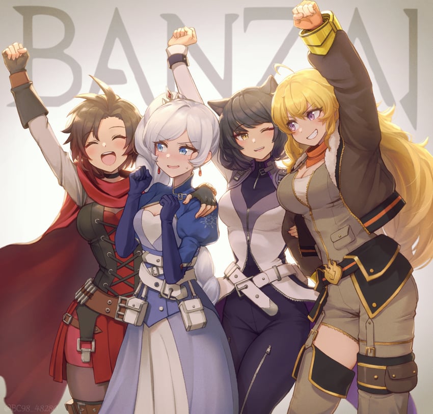 ruby rose, weiss schnee, yang xiao long, and blake belladonna (rwby) drawn by bc98_48280