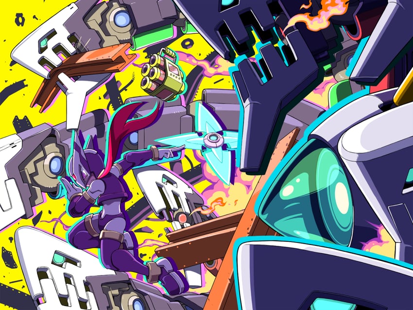 hidden phantom and guard orotic (mega man and 2 more) drawn by napo