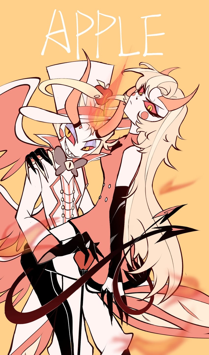 lucifer morningstar and charlie morningstar (hazbin hotel) drawn by thenate