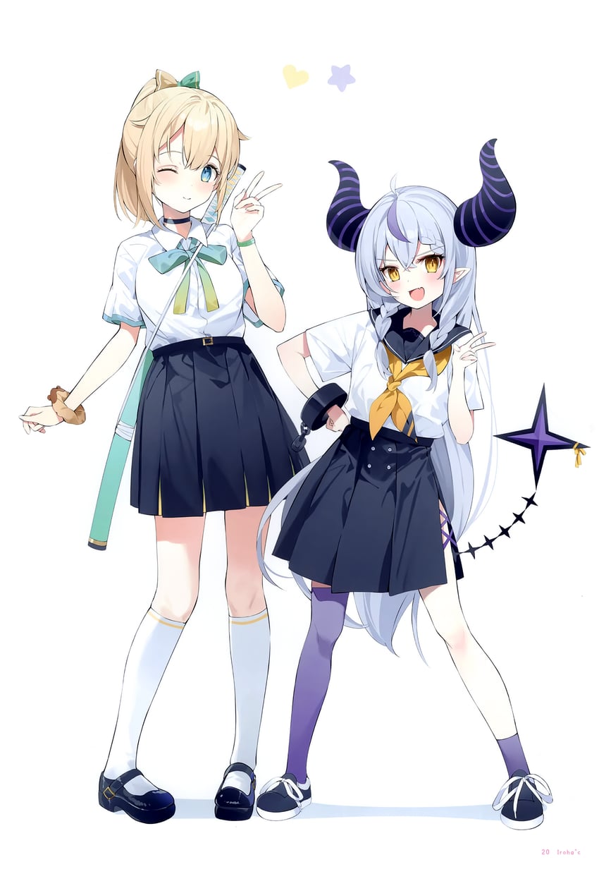 la+ darknesss and kazama iroha (hololive) drawn by hana_mori