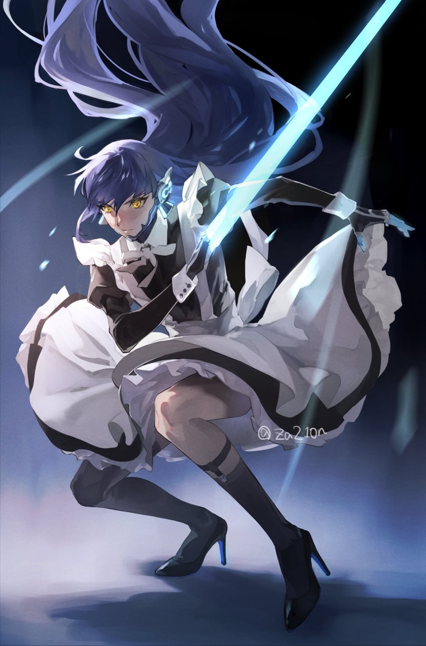 protagonist (shin megami tensei and 1 more) drawn by za210n