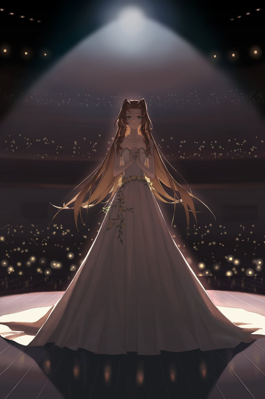 aerith gainsborough (final fantasy and 3 more) drawn by dododo_(fightingdodo)