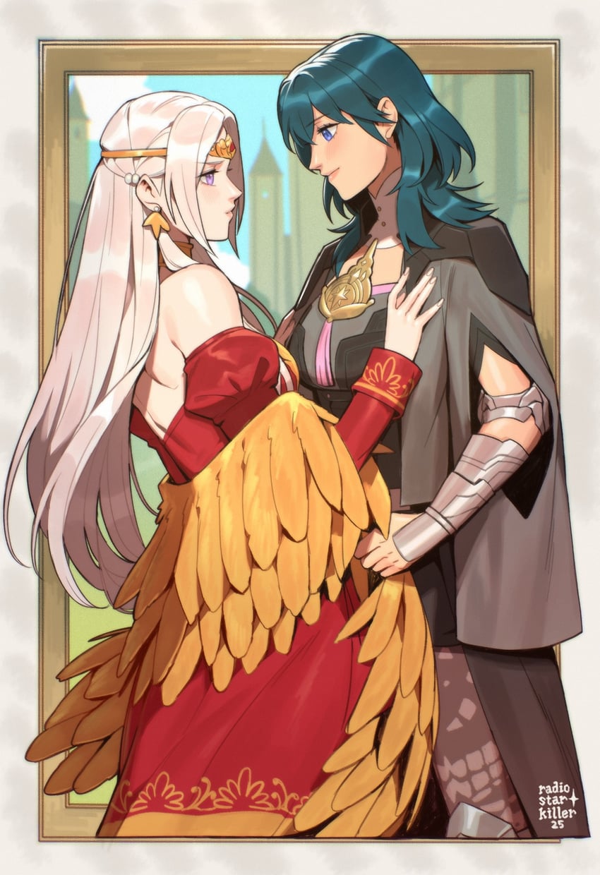 female byleth and edelgard von hresvelg (fire emblem and 2 more) drawn by radiostarkiller