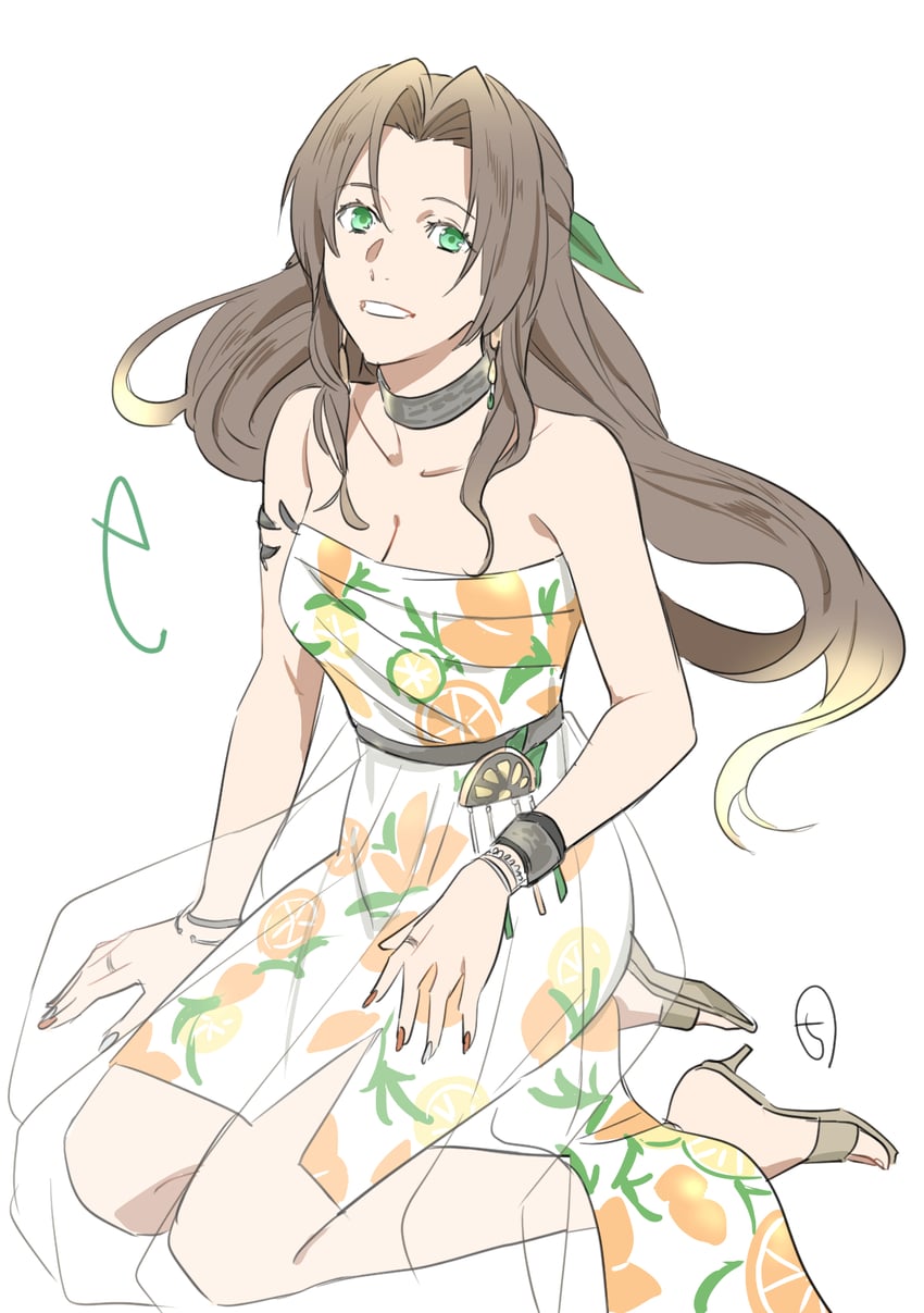 aerith gainsborough (final fantasy and 2 more) drawn by kobayashi_chizuru