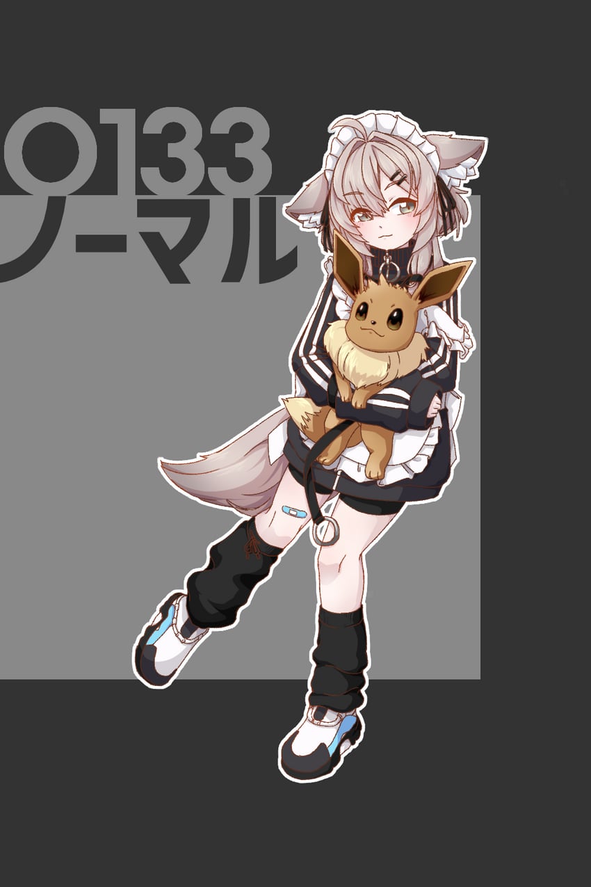 eevee and mafuyu (pokemon and 1 more) drawn by dasima_a