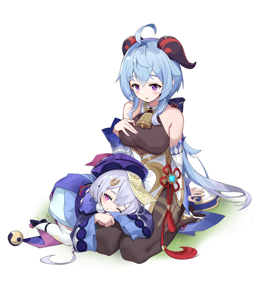 ganyu and qiqi (genshin impact) drawn by tyrant_(dream-bmj)