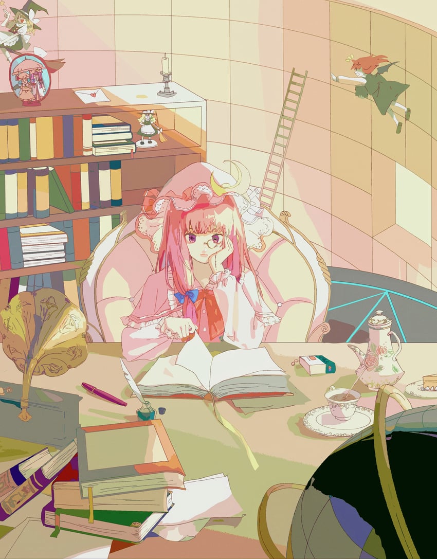 kirisame marisa, remilia scarlet, patchouli knowledge, and koakuma (touhou) drawn by miko_(15476997)
