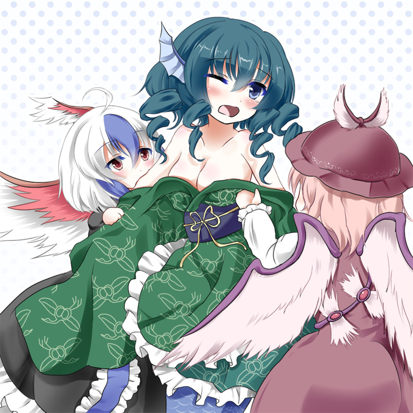 mystia lorelei, wakasagihime, and tokiko (touhou) drawn by geso_(nekomachi)