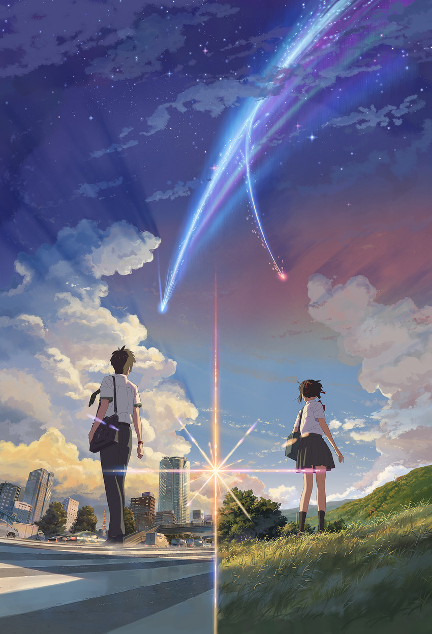 miyamizu mitsuha and tachibana taki (kimi no na wa.) drawn by shinkai_makoto