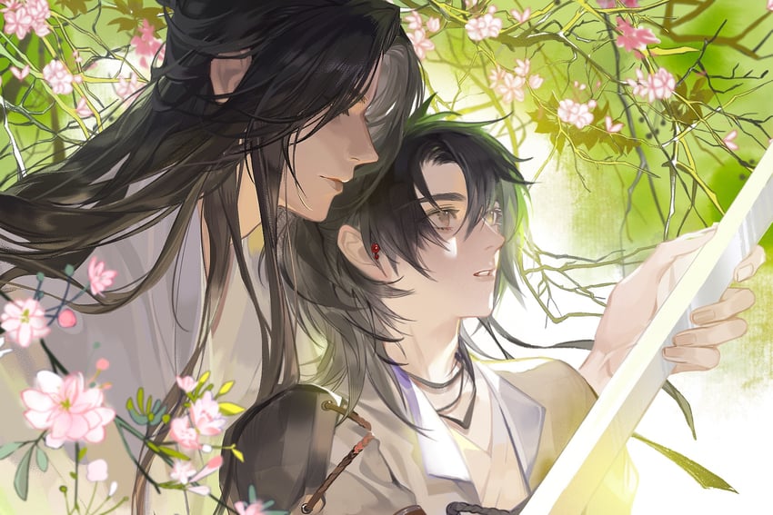 chu wanning and mo ran (erha he ta de bai mao shizun) drawn by nourfeiar