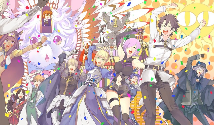 artoria pendragon, saber, mash kyrielight, fujimaru ritsuka, cu chulainn, and 16 more (fate and 2 more) drawn by kisaragi_kokoro_(hazuki)